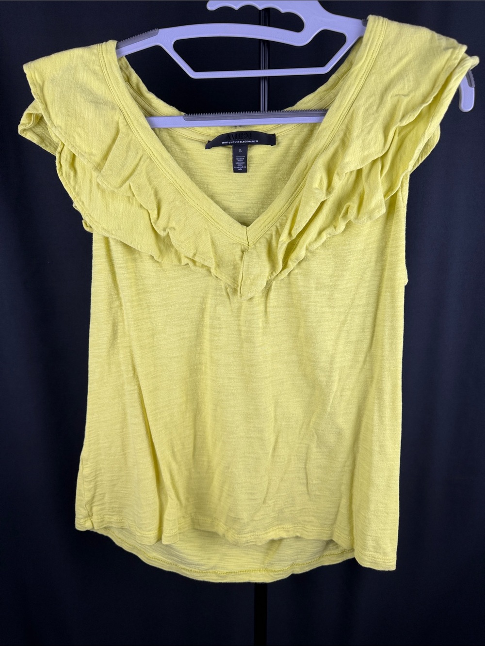White House Black Market Lemon Yellow Ruffle V-Neck Camisole